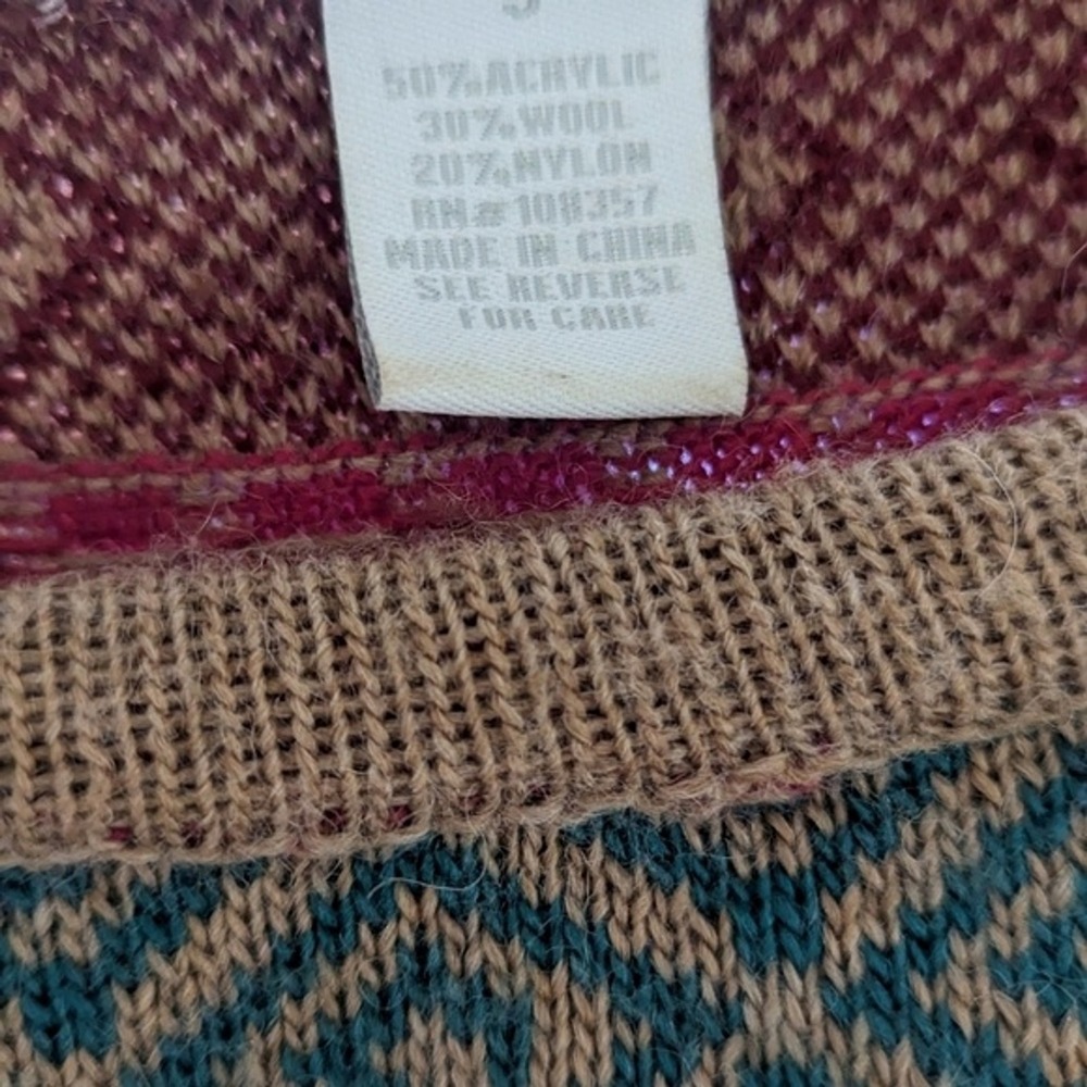 Design History Sweater Small Multicolored Bohemian Wool Blend Pullover Pocket - Picture 7 of 9
